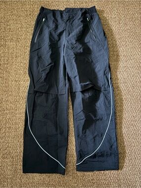 Adidas Airdrome Shield Pants Black White Woven Trefoil Straight Leg Size Small